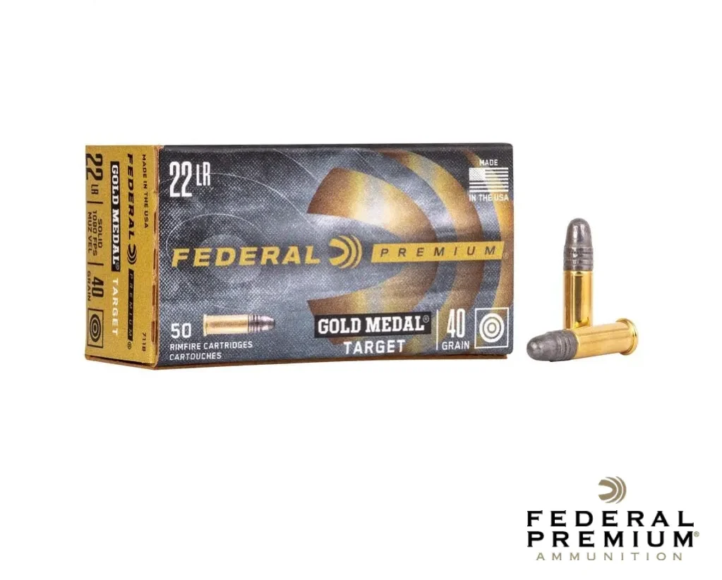 Federal Gold Medal Target .22LR 40gr. Solid (50rds & 500rds)