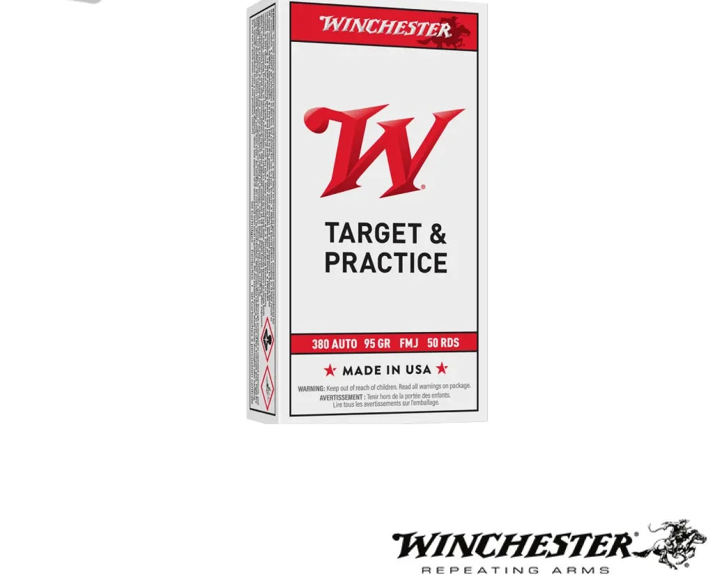 Winchester .380 ACP 95gr. FMJ (50rds & 500rds)